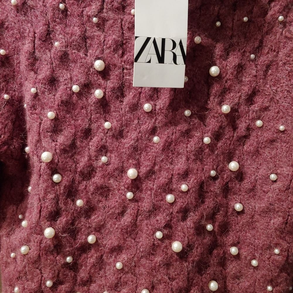 Brand new Zara sweater blouse with pearls